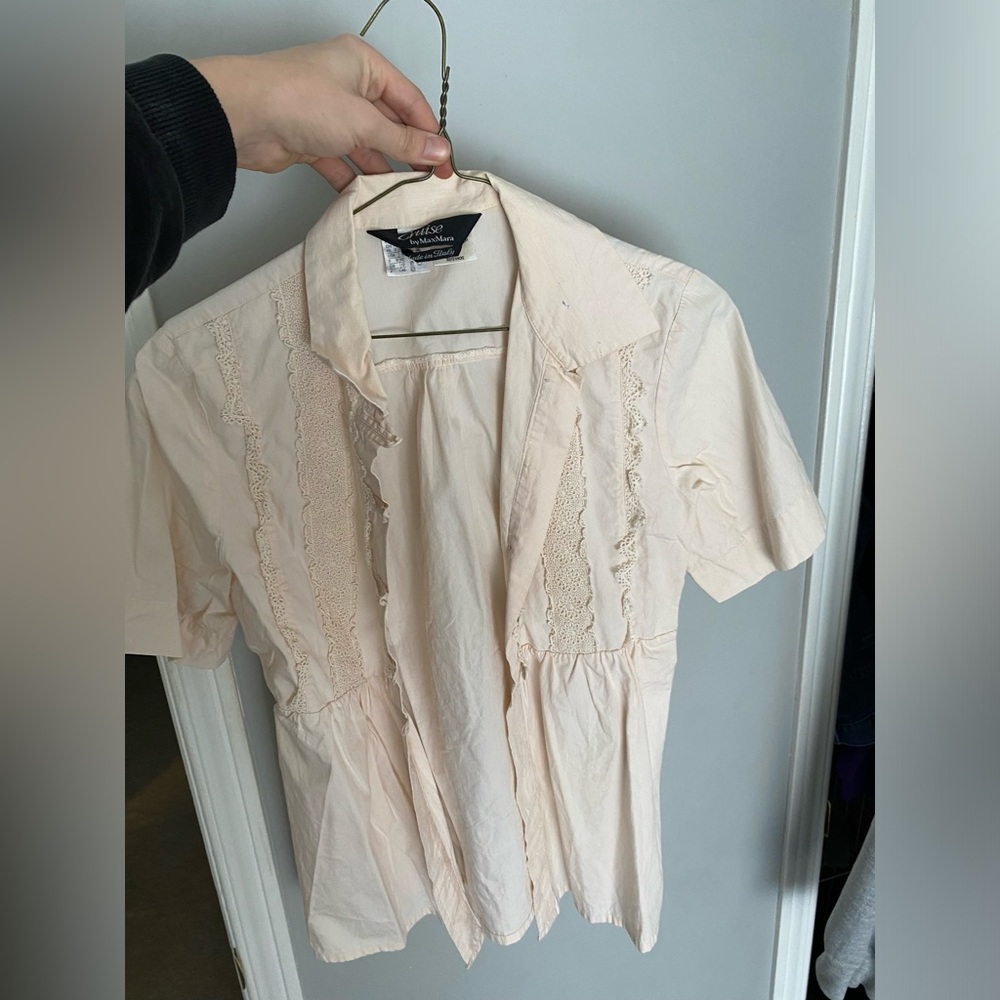 MaxMara Cream Short Sleeve Blouse